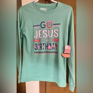 🎄NWT 17”PTP Sz: S Kindness & Confetti “Go Jesus It’s Your Birthday”